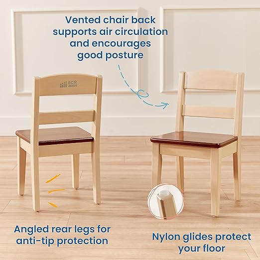 ECR4Kids Hideaway Table and Chair Set, Kids Furniture, Dark Walnut/Antique White - Image 5