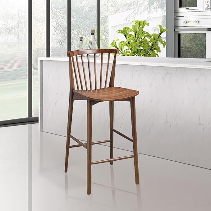 POLY & BARK Ligna Counter Stool Walnut – Mid-Century Inspired Stool - Image 2
