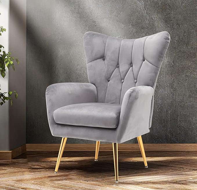 Container Furniture Direct Modern Chic Mid-Century Velvet Accent Armchair - Image 2