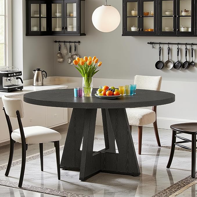 47" Round Dining Table for 4-6, Modern Dinner Table Farmhouse Round Small - Image 5