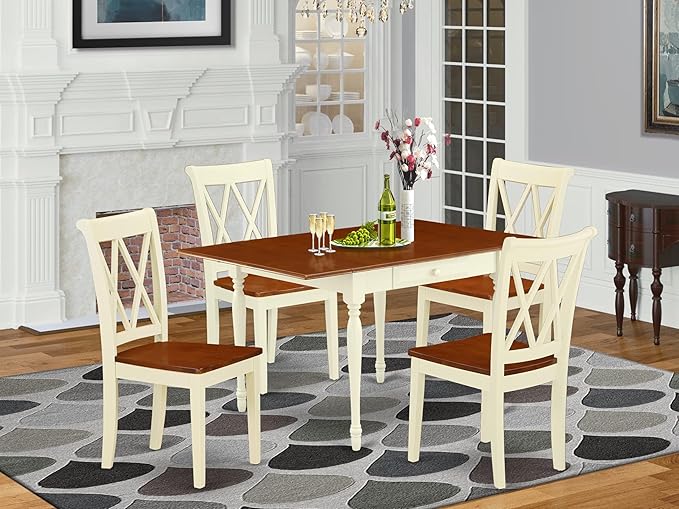 East West Furniture MZCL5-WHI-W 5 Piece Dinette Set - Image 2