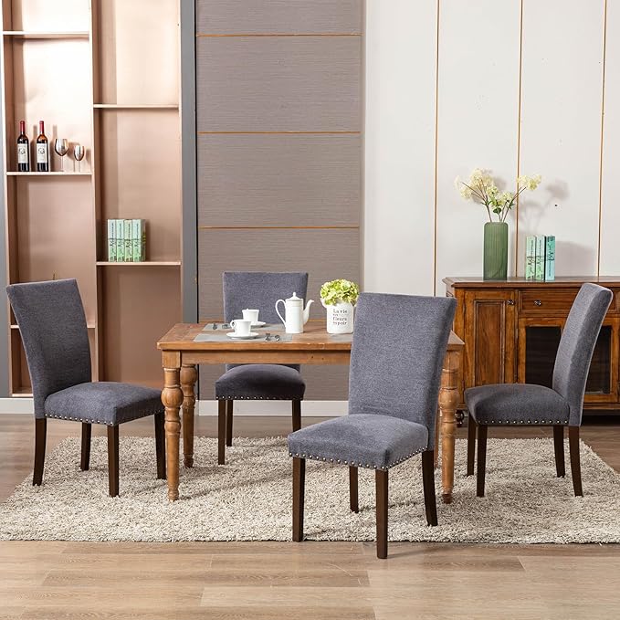 COLAMY Upholstered Parsons Dining Chairs Set of 2, Fabric Dining Room Kitchen - Image 2