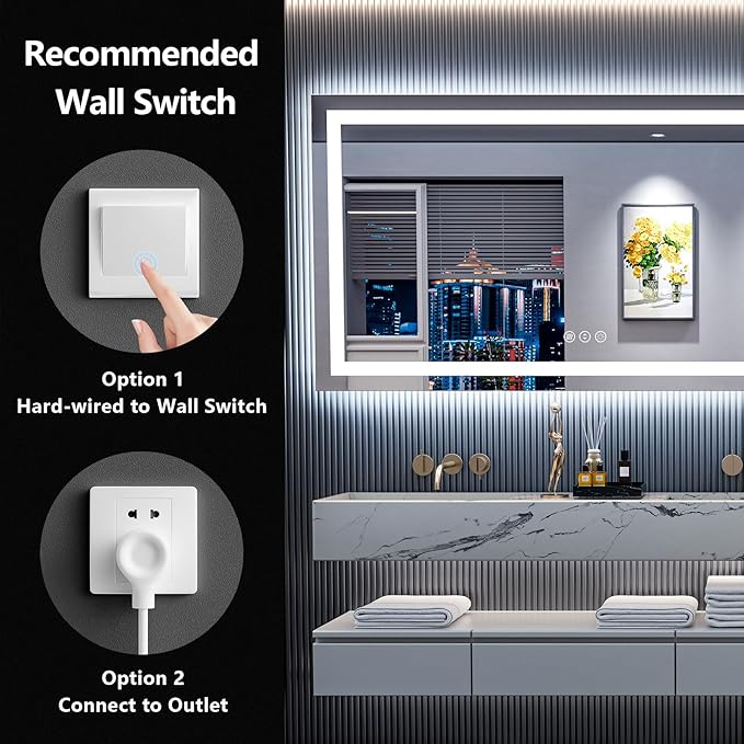 55x30 Inch LED Bathroom Mirror - Image 7
