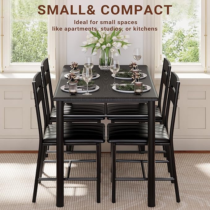IRONCK Dining Table Set for 4, Wood Kitchen Table - Image 5