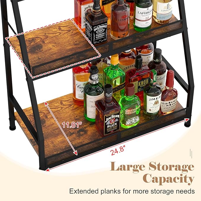 3-Tier Expanded Liquor Stand, Trapezoid Wine Rack Freestanding Floor, - Image 2