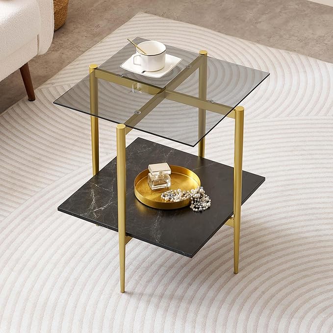 Glass End Table, Mid-Century Modern Design Sofa Table, by LumFurn