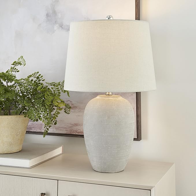 Nourison Home 23" Vintage Grey Ceramic Pot Table Lamp - Image 3