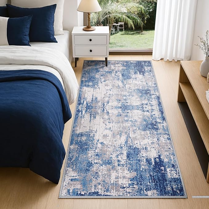 Washable Area Rugs 2'x6' Non-Slip Modern Abstract Soft - Image 3