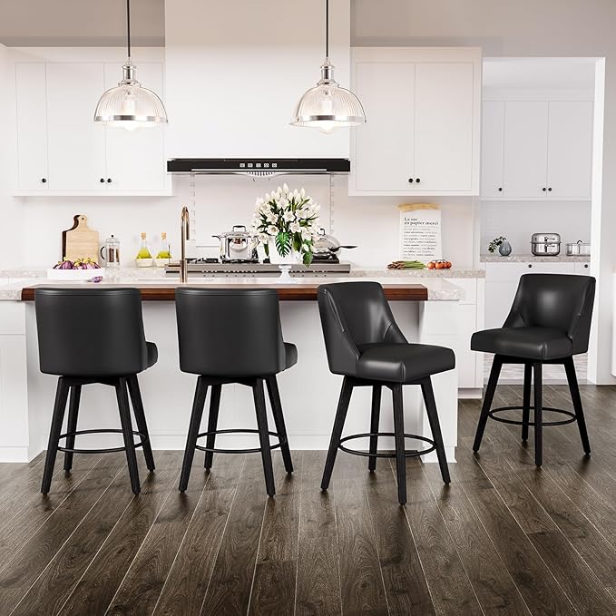 Counter Height Swivel Bar Stools Set of 4, 26 Inch Bar Stools by AMICLIBER