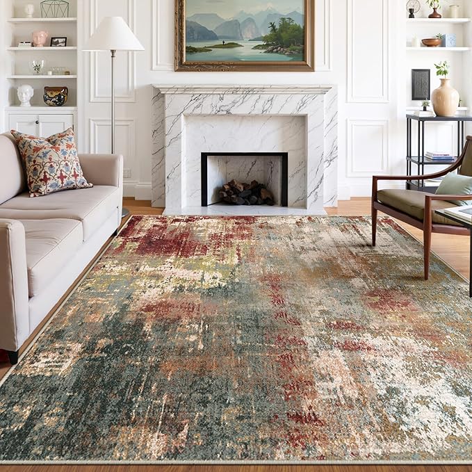Washable Area Rugs 9'x12' Non-Slip Modern Abstract Soft - Image 2