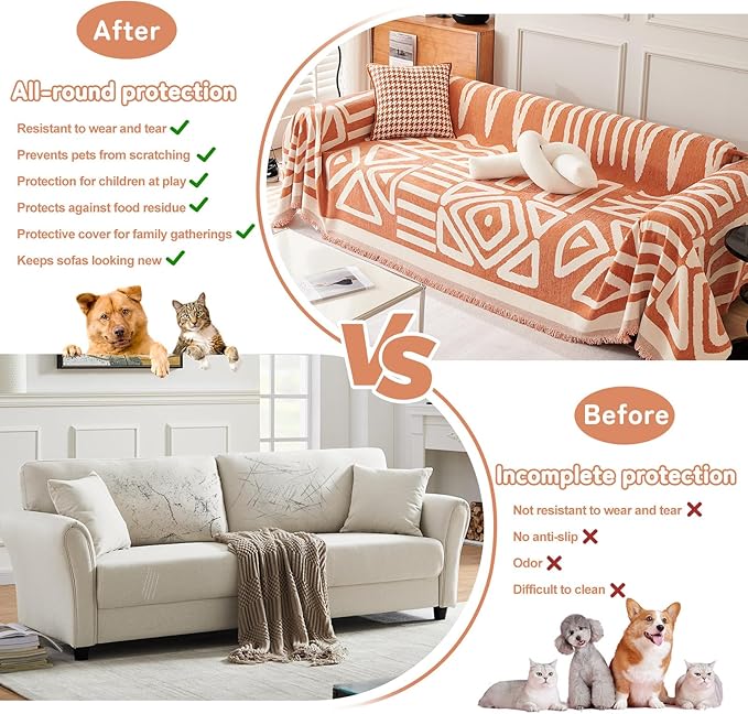 HANDONTIME Orange Sofa Covers for Couch Loveseat Covers Soft Chenille Couch - Image 6