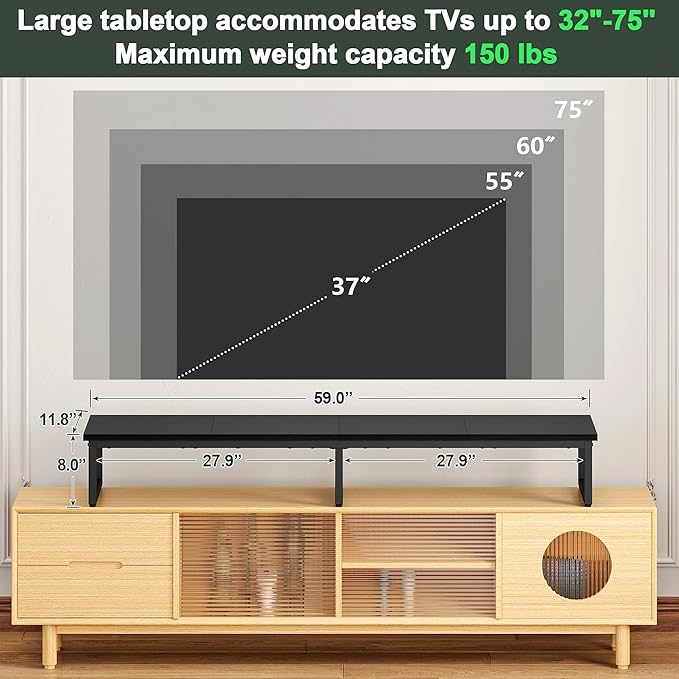 Clikuutory 59" Large TV Riser for 32-75 inch TVs, Tabletop Stand - Image 4