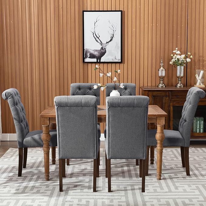 COLAMY Button Tufted Dining Chairs Set of 2, Parsons Upholstered Fabric Dining - Image 8