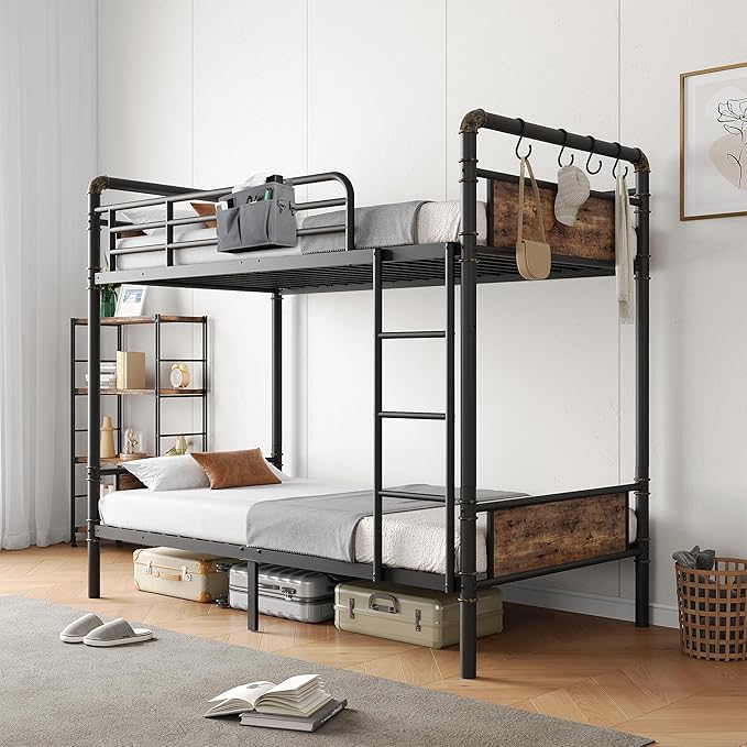 Metal Bunk Bed Twin Over Twin, Industrial Bunkbeds Heavy Duty Bed - Image 8