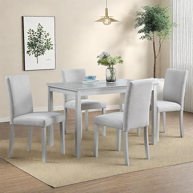 Dining Table Set for 4, 5-Piece Kitchen Table & Chairs Set - Image 3