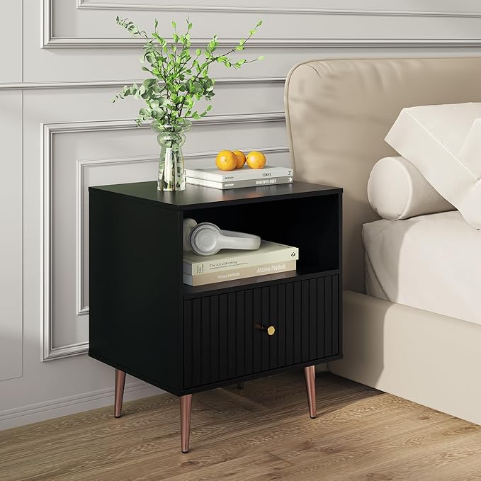 Black Night Stand Set 2, Modern Bedside Table - Image 7