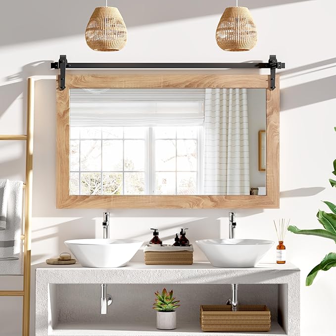Farmhouse Mirror 42”x28” Bathroom Mirror by Menscha