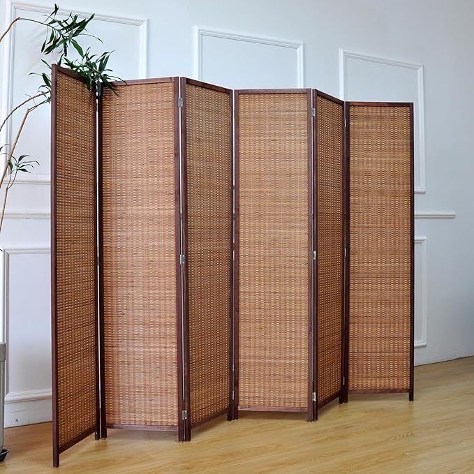 6 Panel Room Divider and Folding Screen Room Divider, Bamboo Room Divider - Image 5