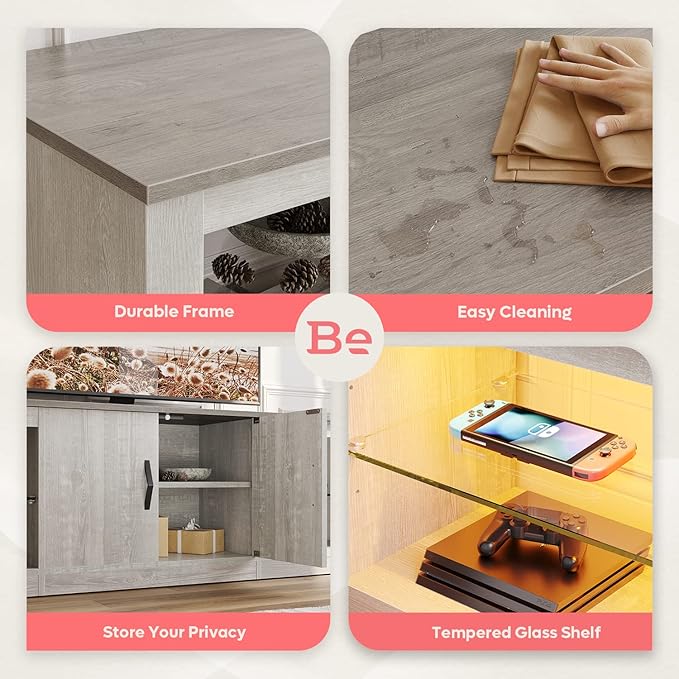 Bestier 70 Inch Led TV Stand for 75 Inch TV Large Entertainment Center Gaming - Image 6