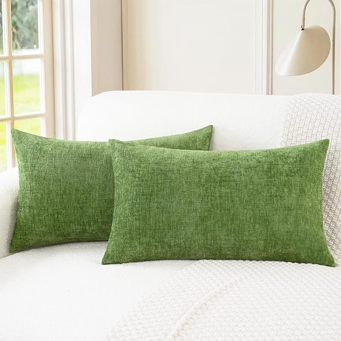 CaliTime Throw Pillow Covers Decorative 16 X 26 Inches Pack of 2 Cozy Chenille by CaliTime