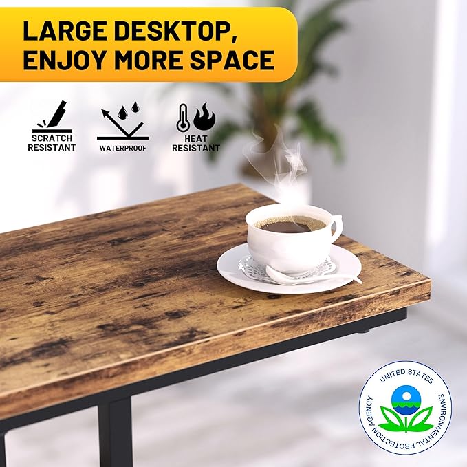 C Shaped End Table with Metal Frame, 2 Tier Sturdy C Table Side Table - Image 8