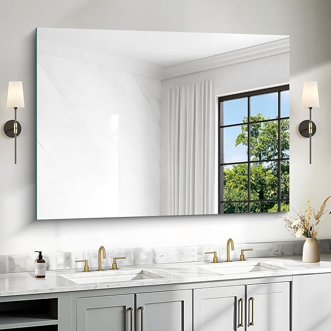 36x48 Inch Frameless Mirror, Frameless Bathroom Mirror by Unknown