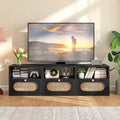 3-in-1 Modular TV Stand with Rattan Doors, DIY Media Console Boho Entertainment by Furninova