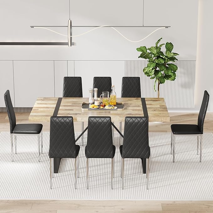 JT Modern Minimalist Dining Chair Fireproof Leather Sprayed Metal Pipe Diamond - Image 6