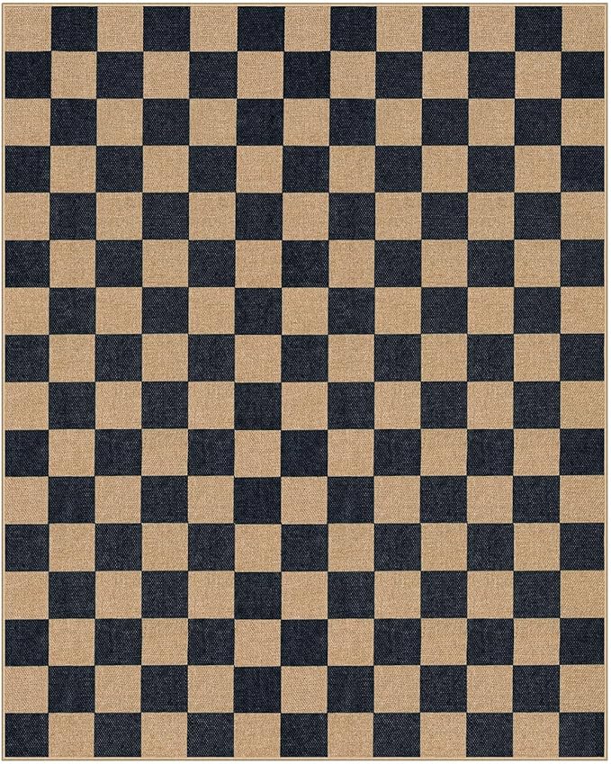 Lahome Checkered Easy Jute 8x10 Rug, Washable Rugs - Image 7