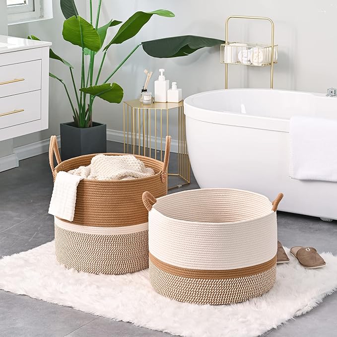 KAKAMAY Large Blanket Basket, Woven Baskets - Image 5