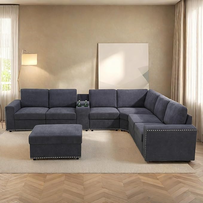 Modular Sectional Sofa Living Room Ottoman, U-Shaped Modern Couches - Image 4