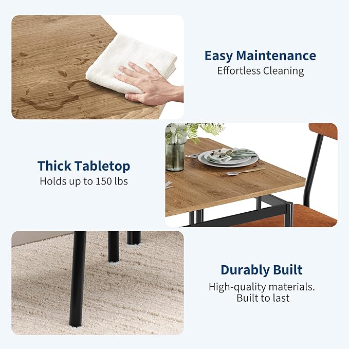 IDEALHOUSE 3 Piece Dining Room Table Set, Kitchen Table Set - Image 4