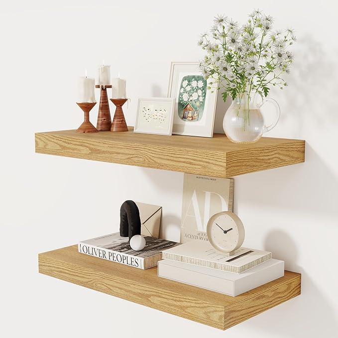 12 Inch Deep Floating Shelves, 24 x 12 Floating Shelf by FunMemories