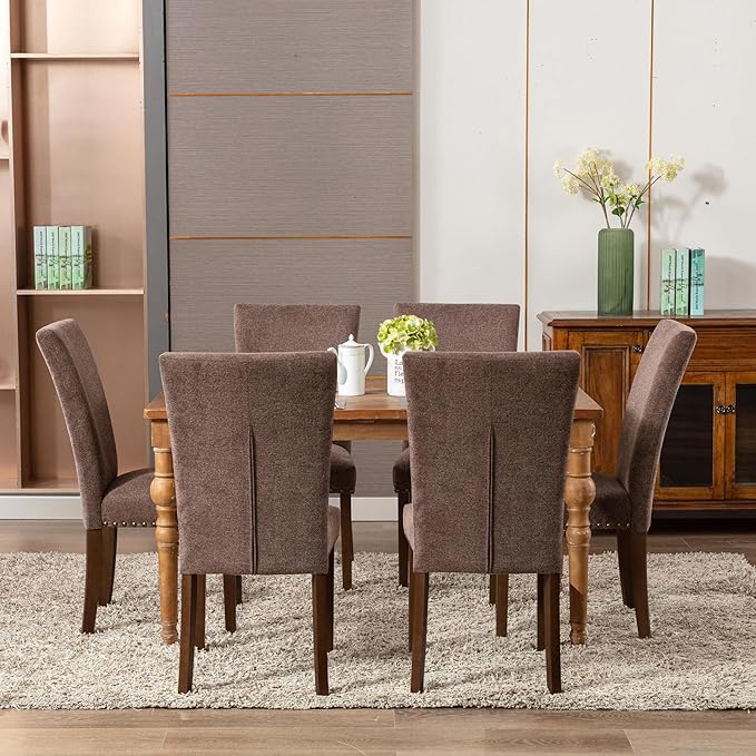 COLAMY Upholstered Parsons Dining Chairs Set of 4, Fabric Dining Room Kitchen - Image 8