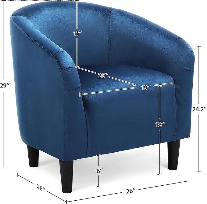 Yaheetech Club Chair, Velvet Accent Chair Upholstered Barrel Chair Sitting Chair - Image 3