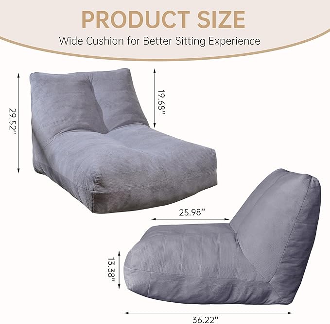 Bean Bag Chairs for Adults, Memory Foam Bean Bag Chair, Spacious Single Sofa - Image 2