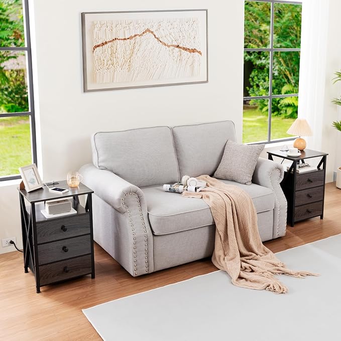AMHANCIBLE Night Stand Set 2, LED Nightstand - Image 2