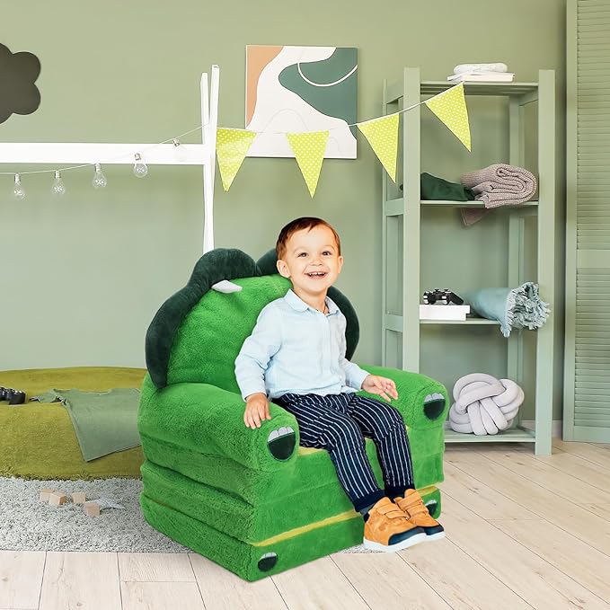 Foldable Kids Couch Toddler Backrest Armchair 2 In 1 Flip Open Sofa Bed - Image 2