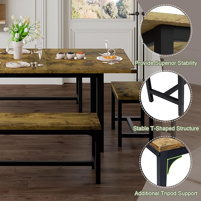 Feonase 5-Piece Dining Table for 4-8 People, Dining Room Table - Image 6