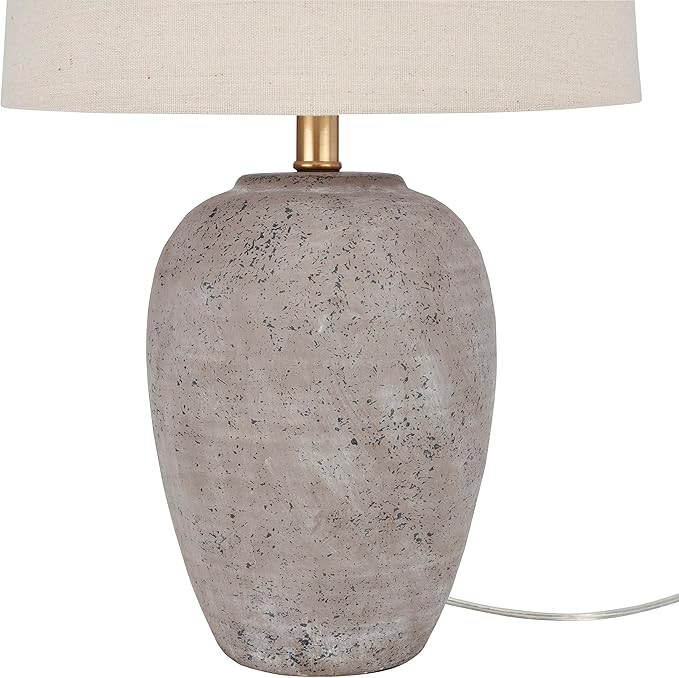 Nourison Home 23" Greyish Brown Earth Tone Rustic Farmhouse Ceramic Table Lamp - Image 5