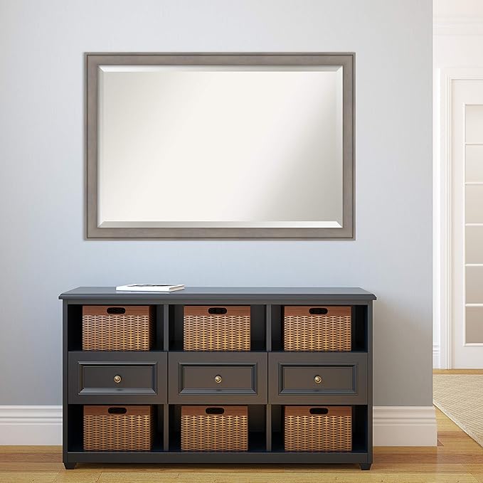 Amanti Art Grey Wall Mirror 28x40 Greywash Rectangle Bathroom Mirror - Image 6