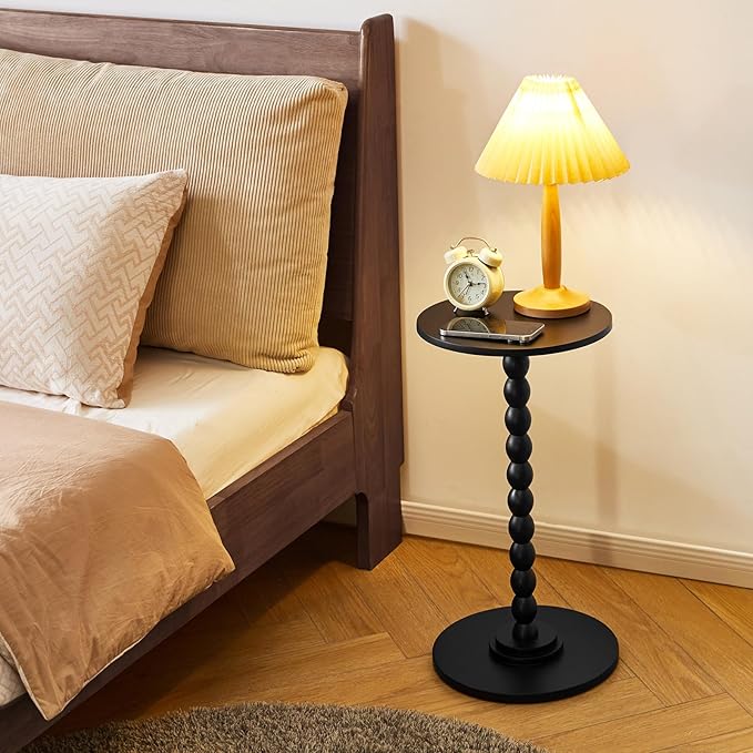 Round Side Table, Solid Wood Drink Table, Modern Minimalist Bedside Table - Image 2