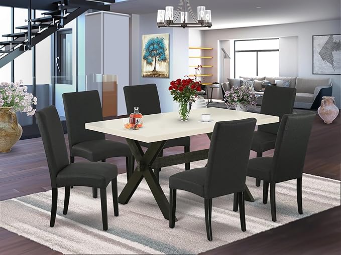 East West Furniture X626DR124-7 7 Piece Kitchen Table Set Consist of a - Image 2