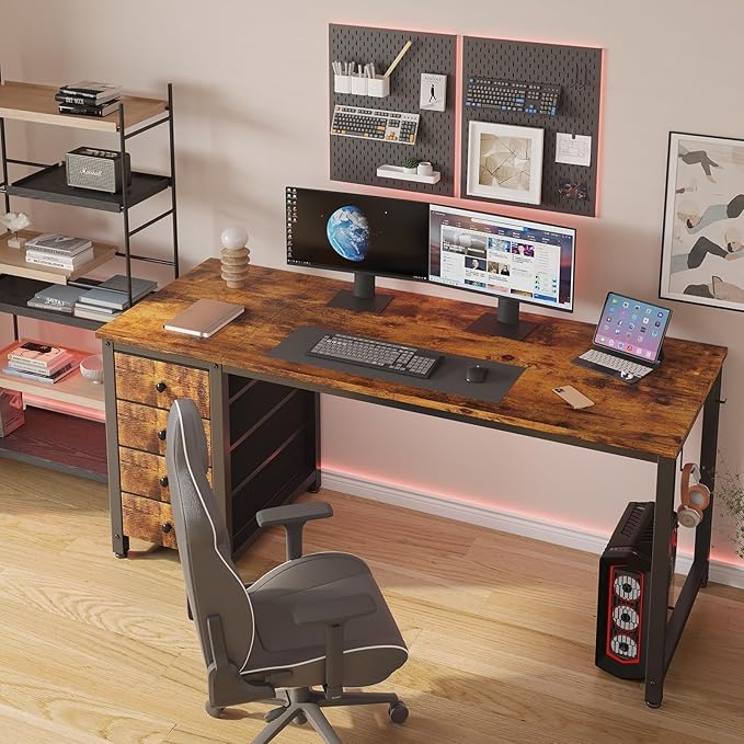 Lufeiya Computer Desk with Fabric Drawers - Image 2