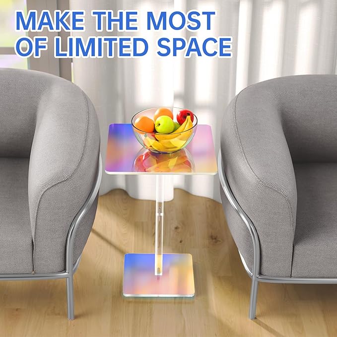 NiHome Square Iridescent Acrylic End Table - Image 8