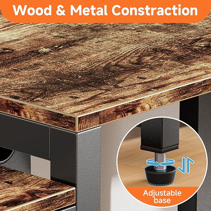 Aquzee TV Stand with Mount for up to 75 inch with Power Outlet, 58”W Wood - Image 7