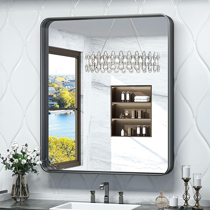 TokeShimi 32x36 Inch Black Bathroom Mirror by RefinedBathroomAccessories