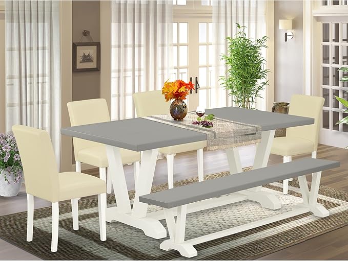 East West Furniture V097AB264-6 6 Piece Dining Table Set Contains a Rectangle - Image 5
