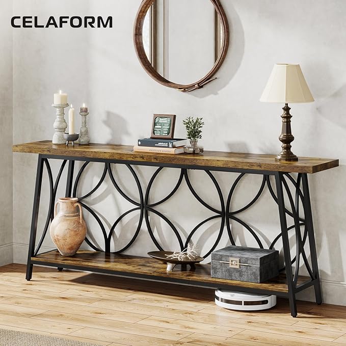 70.9-Inch Sofa Table, 2-Tier Narrow Console Table - Image 3