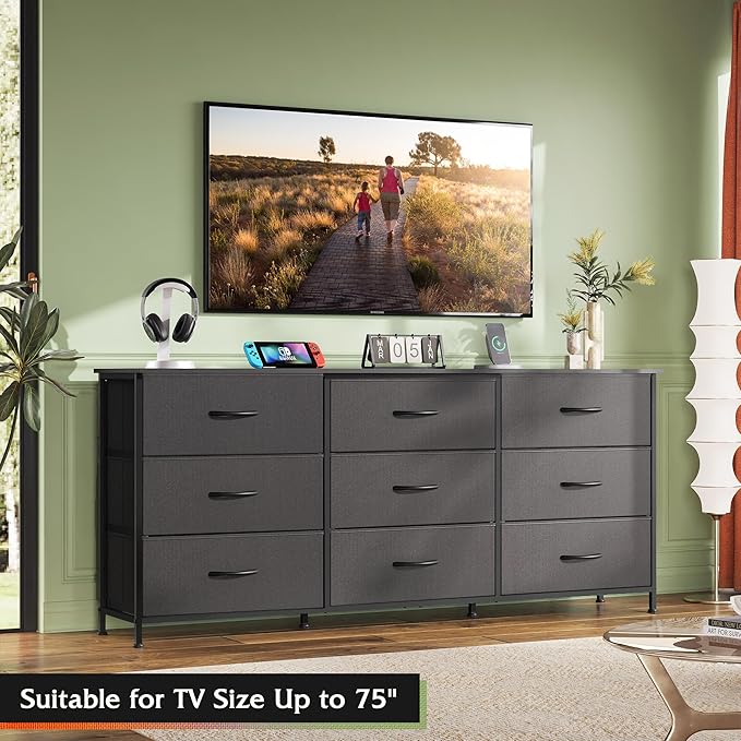 WLIVE 63''W Dresser for Bedroom, 75 inch TV, Wide Chest of Drawers - Image 4